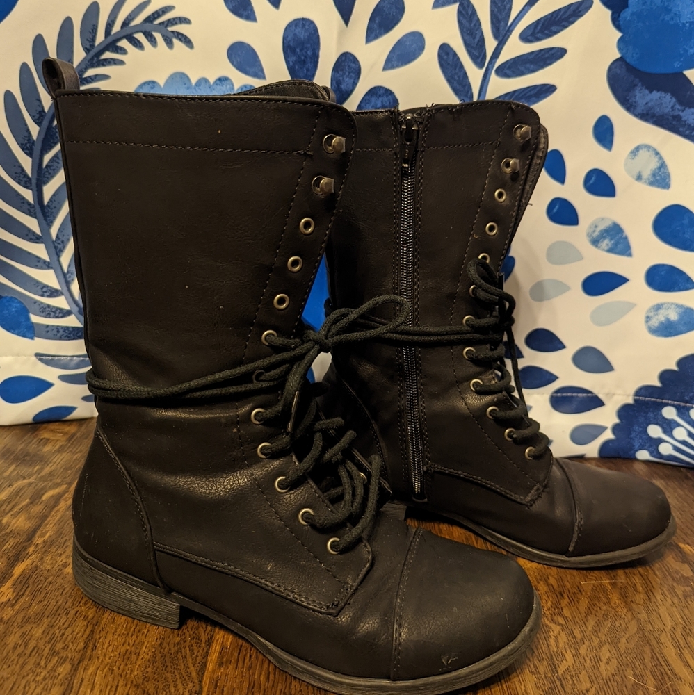 Black Lace Up Combat Boots